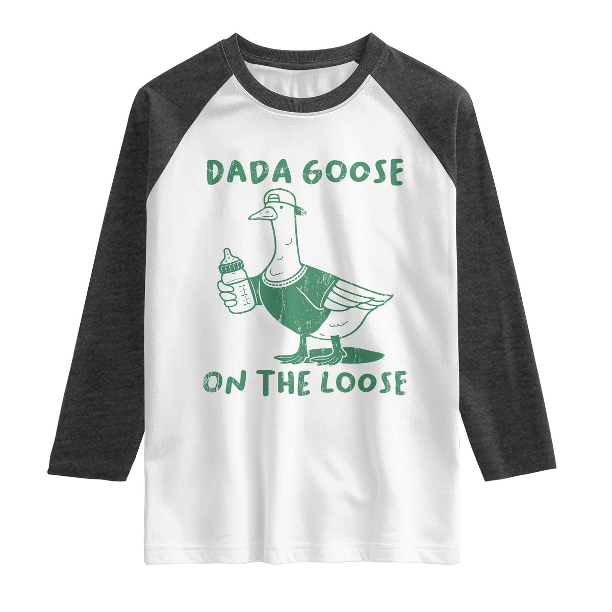 Silly Goose Dad Raglan Shirt New Dad Pregnancy Announcement Fathers Day TS10 White Heather Charcoal Print Your Wear