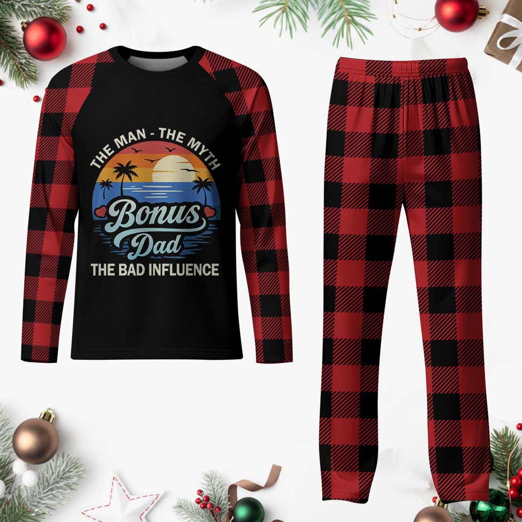 Bonus Dad Plaid Pajama Set The Man Myth Bad Influence Step Dad Fathers Day Gift TS10 Buffalo Plaid Print Your Wear