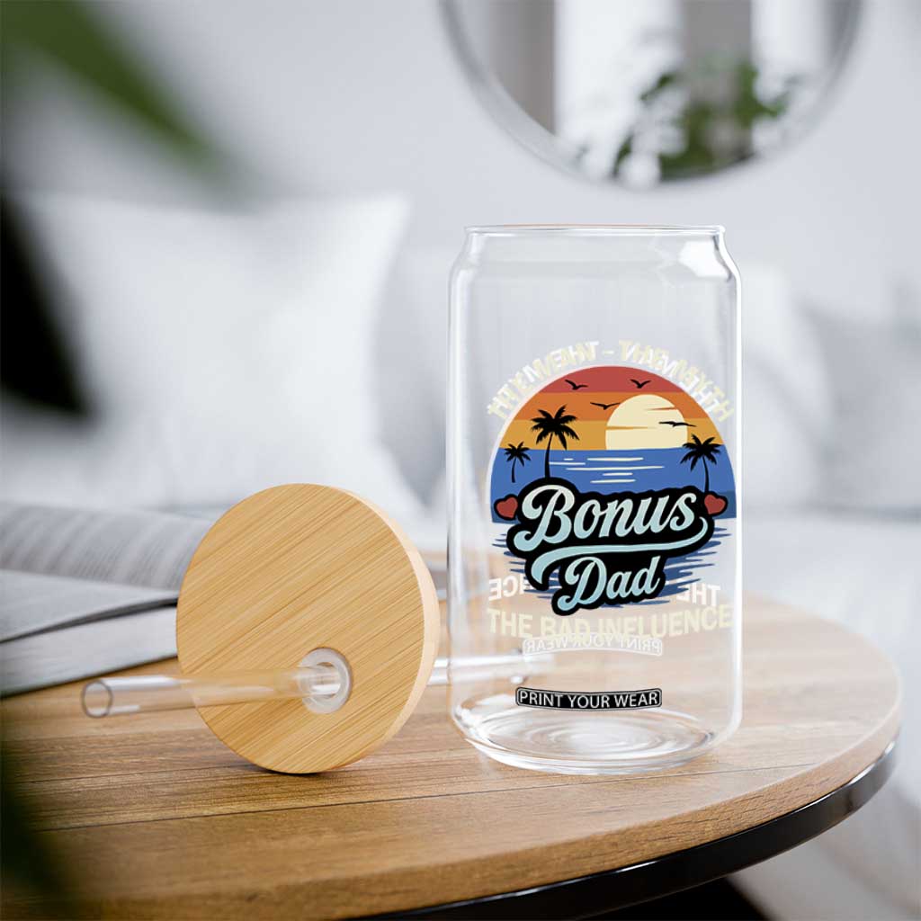 Bonus Dad Glass Can The Man Myth Bad Influence Step Dad Fathers Day Gift TS10 Print Your Wear
