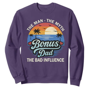Bonus Dad Sweatshirt The Man Myth Bad Influence Step Dad Fathers Day Gift TS10 Purple Print Your Wear