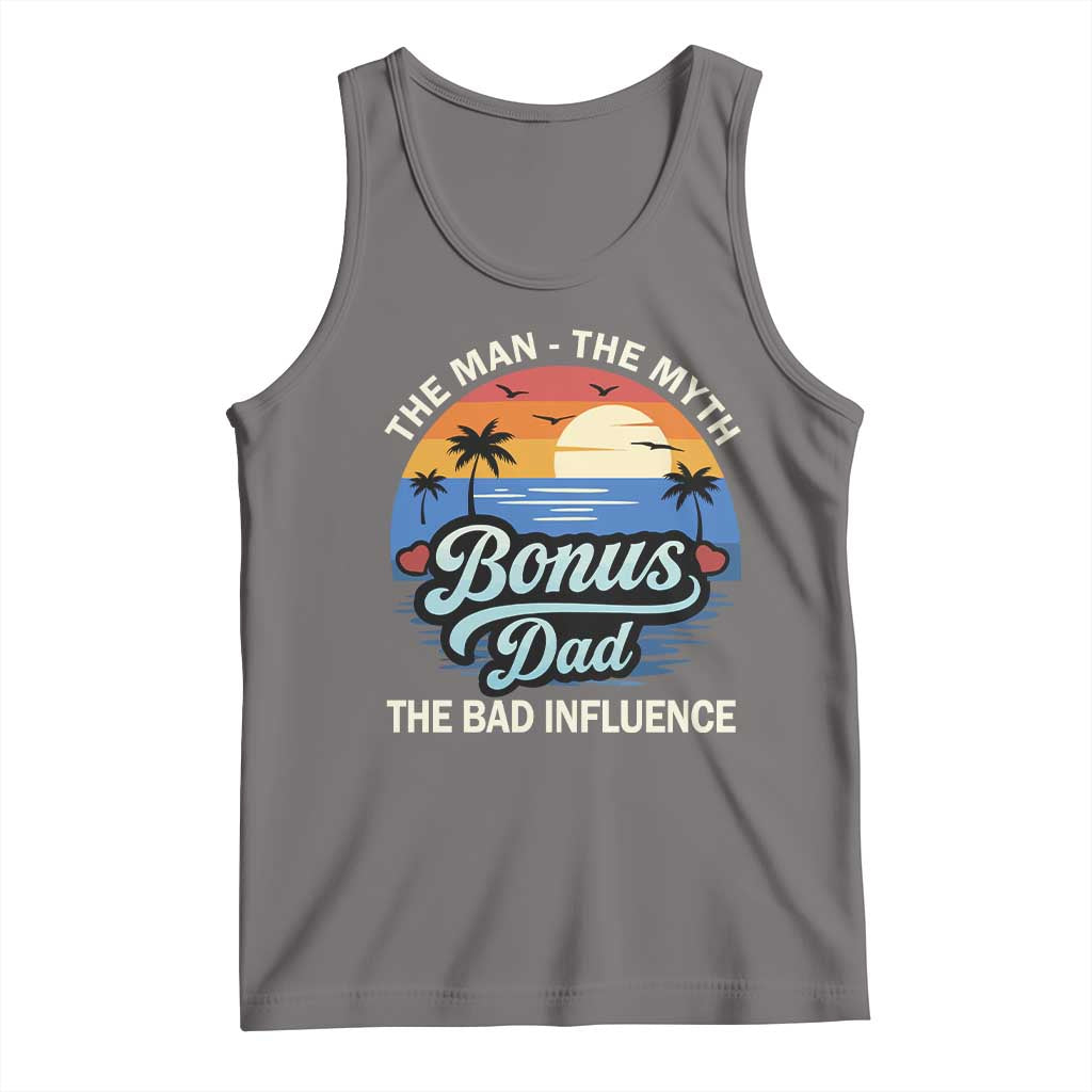 Bonus Dad Tank Top The Man Myth Bad Influence Step Dad Fathers Day Gift TS10 Deep Heather Print Your Wear