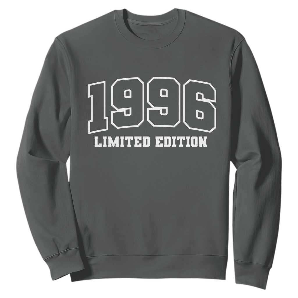 Vintage 1996 Limited Edition Sweatshirt 30 Year Old Gift Retro Varsity 30th Birthday TS10 Dark Heather Print Your Wear