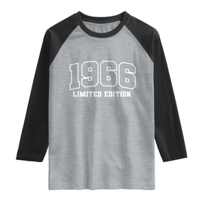 Vintage 1966 Limited Edition Raglan Shirt 60 Year Old Gift Retro Varsity 60th Birthday TS10 Heather Gray Black Print Your Wear
