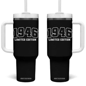 Vintage 1946 Limited Edition Tumbler With Handle 80 Year Old Gift Retro Varsity 80th Birthday TS10 One Size: 40 oz Black Print Your Wear