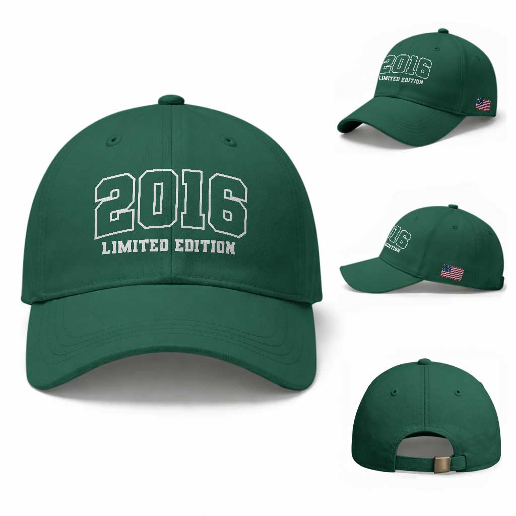 Vintage 2016 Limited Edition Baseball Cap 10 Year Old Gift Retro Varsity 10th Birthday TS10 Baseball Cap Universal Fit Irish Green Print Your Wear