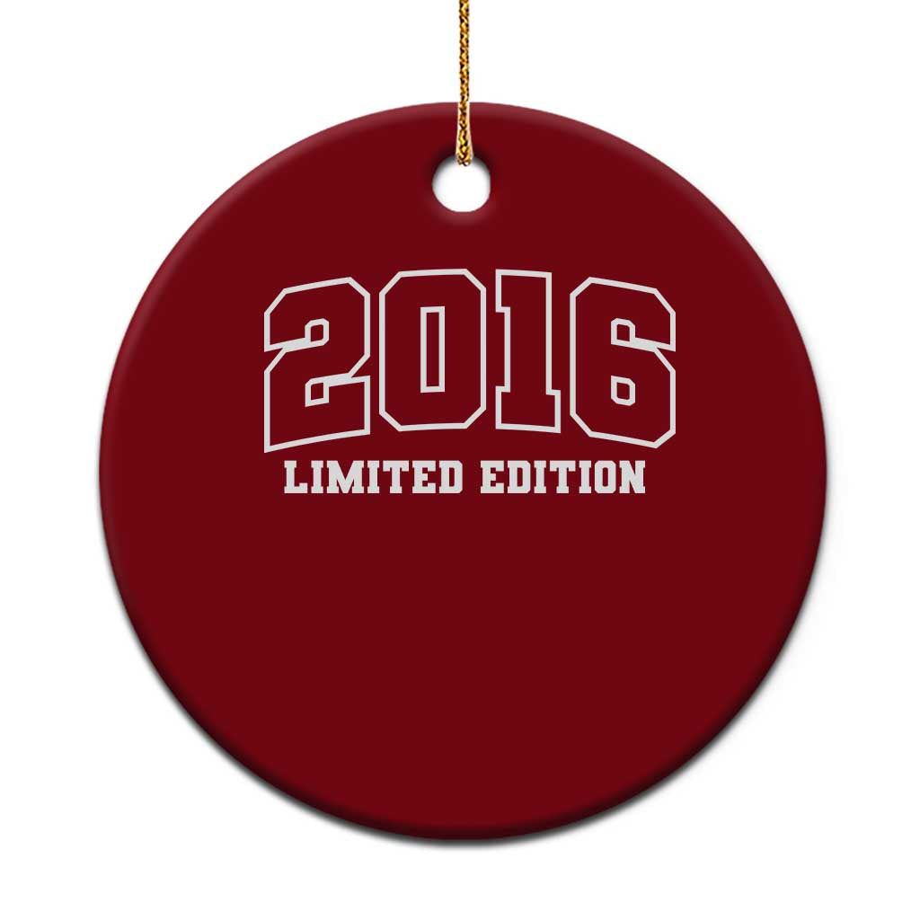 Vintage 2016 Limited Edition Ceramic Ornament 10 Year Old Gift Retro Varsity 10th Birthday TS10 1pc Red Print Your Wear