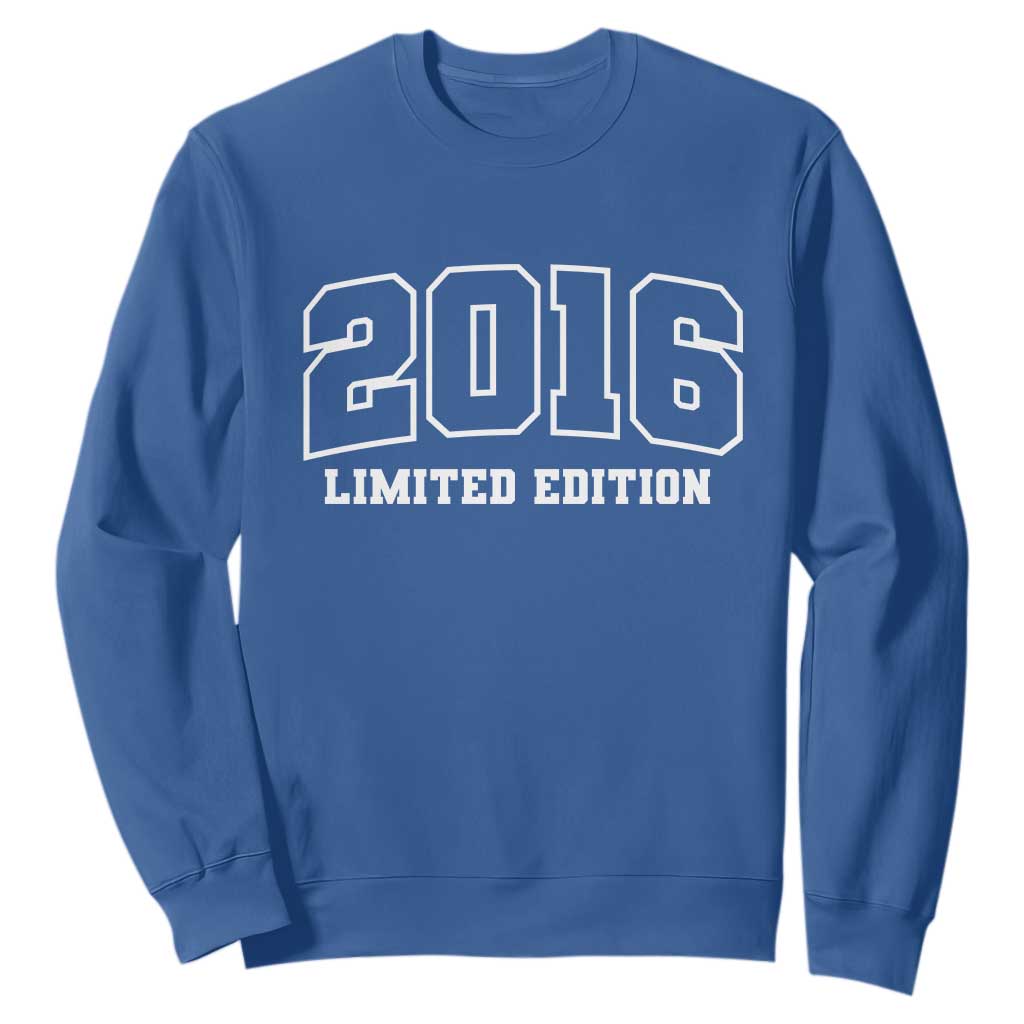 Vintage 2016 Limited Edition Sweatshirt 10 Year Old Gift Retro Varsity 10th Birthday TS10 Royal Blue Print Your Wear