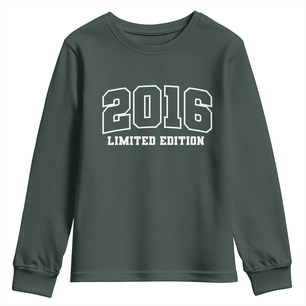 Vintage 2016 Limited Edition Youth Sweatshirt 10 Year Old Gift Retro Varsity 10th Birthday TS10 Dark Forest Green Print Your Wear