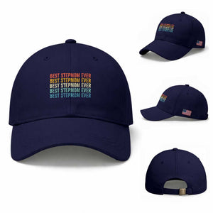 Best Stepmom Ever Baseball Cap Funny Retro StepMom Bonus Mom TS10 Baseball Cap Universal Fit Dark Blue Print Your Wear