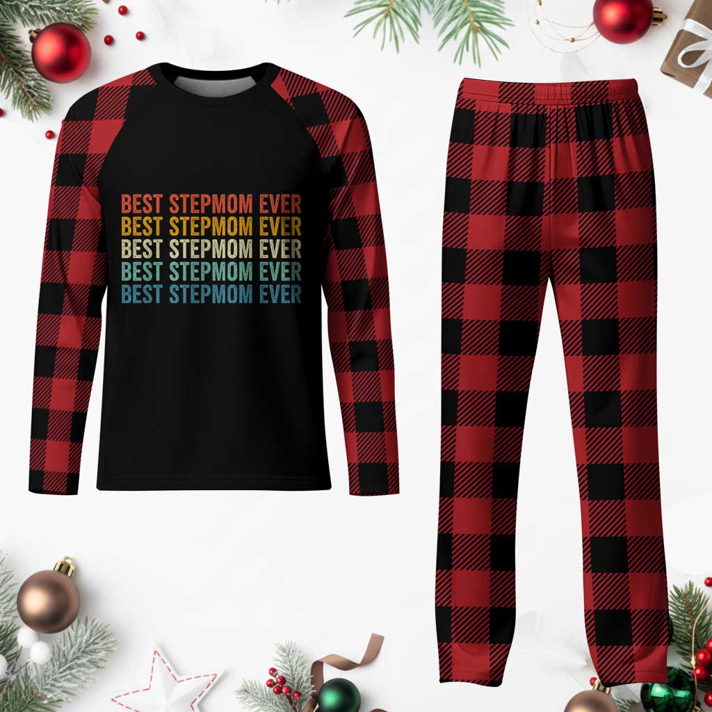 Best Stepmom Ever Plaid Pajama Set Funny Retro StepMom Bonus Mom TS10 Buffalo Plaid Print Your Wear