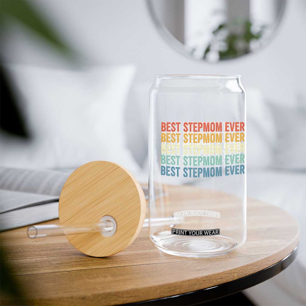 Best Stepmom Ever Glass Can Funny Retro StepMom Bonus Mom TS10 Print Your Wear