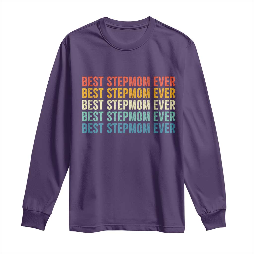 Best Stepmom Ever Long Sleeve Shirt Funny Retro StepMom Bonus Mom TS10 Purple Print Your Wear