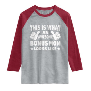 Funny Stepmom Raglan Shirt This Is What An Awesome Bonus Mom Looks Like TS10 Heather Gray Heather Red Print Your Wear