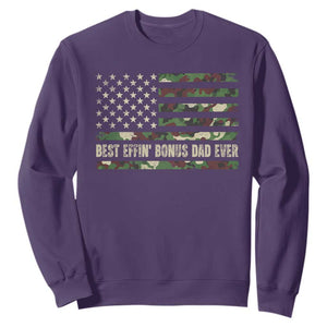 Best Effin Bonus Dad Ever Sweatshirt Funny Step Dad Camo American Flag TS10 Purple Print Your Wear