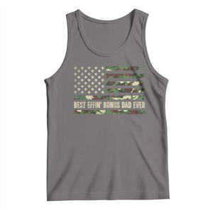 Best Effin Bonus Dad Ever Tank Top Funny Step Dad Camo American Flag TS10 Deep Heather Print Your Wear