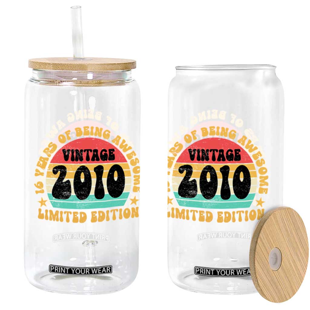 16th Birthday Glass Can Vintage 16yr 2010 Limited Edition 16 Year Old Gift TS10 Print Your Wear