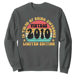 16th Birthday Sweatshirt Vintage 16yr 2010 Limited Edition 16 Year Old Gift TS10 Dark Heather Print Your Wear