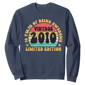 16th Birthday Sweatshirt Vintage 16yr 2010 Limited Edition 16 Year Old Gift TS10 Navy Print Your Wear