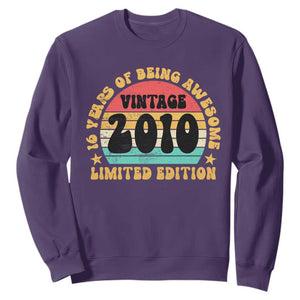 16th Birthday Sweatshirt Vintage 16yr 2010 Limited Edition 16 Year Old Gift TS10 Purple Print Your Wear