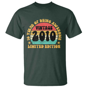 16th Birthday T Shirt Vintage 16yr 2010 Limited Edition 16 Year Old Gift TS10 Dark Forest Green Print Your Wear