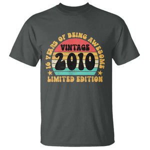 16th Birthday T Shirt Vintage 16yr 2010 Limited Edition 16 Year Old Gift TS10 Dark Heather Print Your Wear
