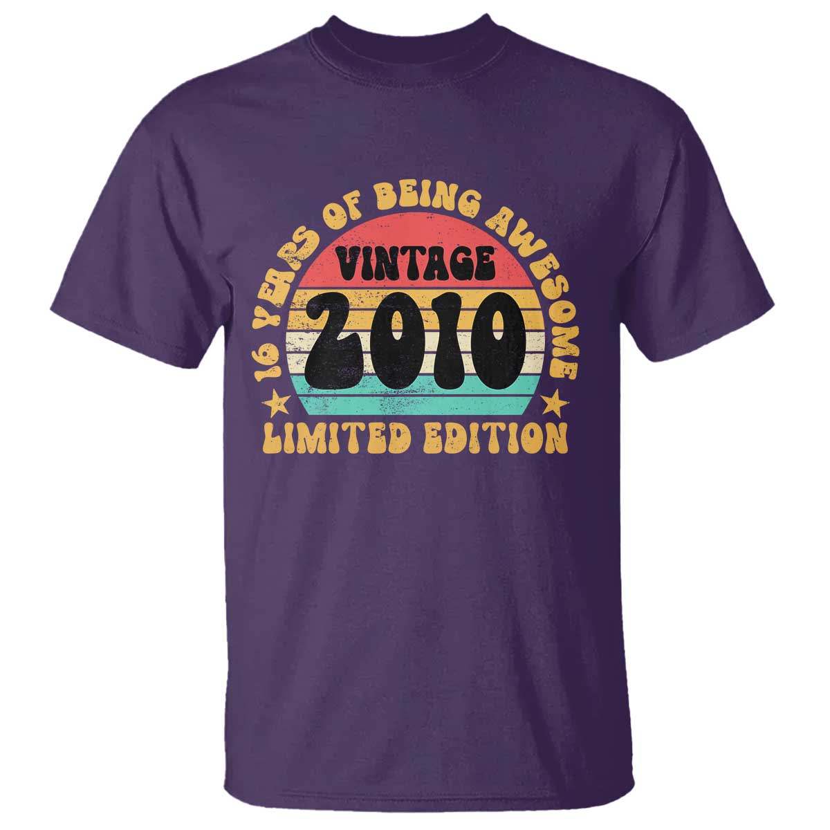 16th Birthday T Shirt Vintage 16yr 2010 Limited Edition 16 Year Old Gift TS10 Purple Print Your Wear