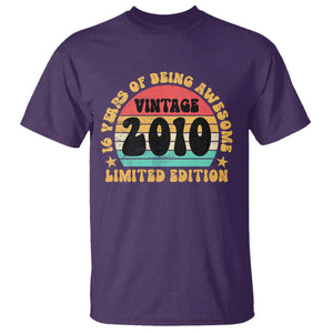 16th Birthday T Shirt Vintage 16yr 2010 Limited Edition 16 Year Old Gift TS10 Purple Print Your Wear
