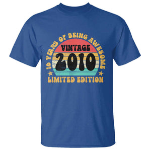 16th Birthday T Shirt Vintage 16yr 2010 Limited Edition 16 Year Old Gift TS10 Royal Blue Print Your Wear
