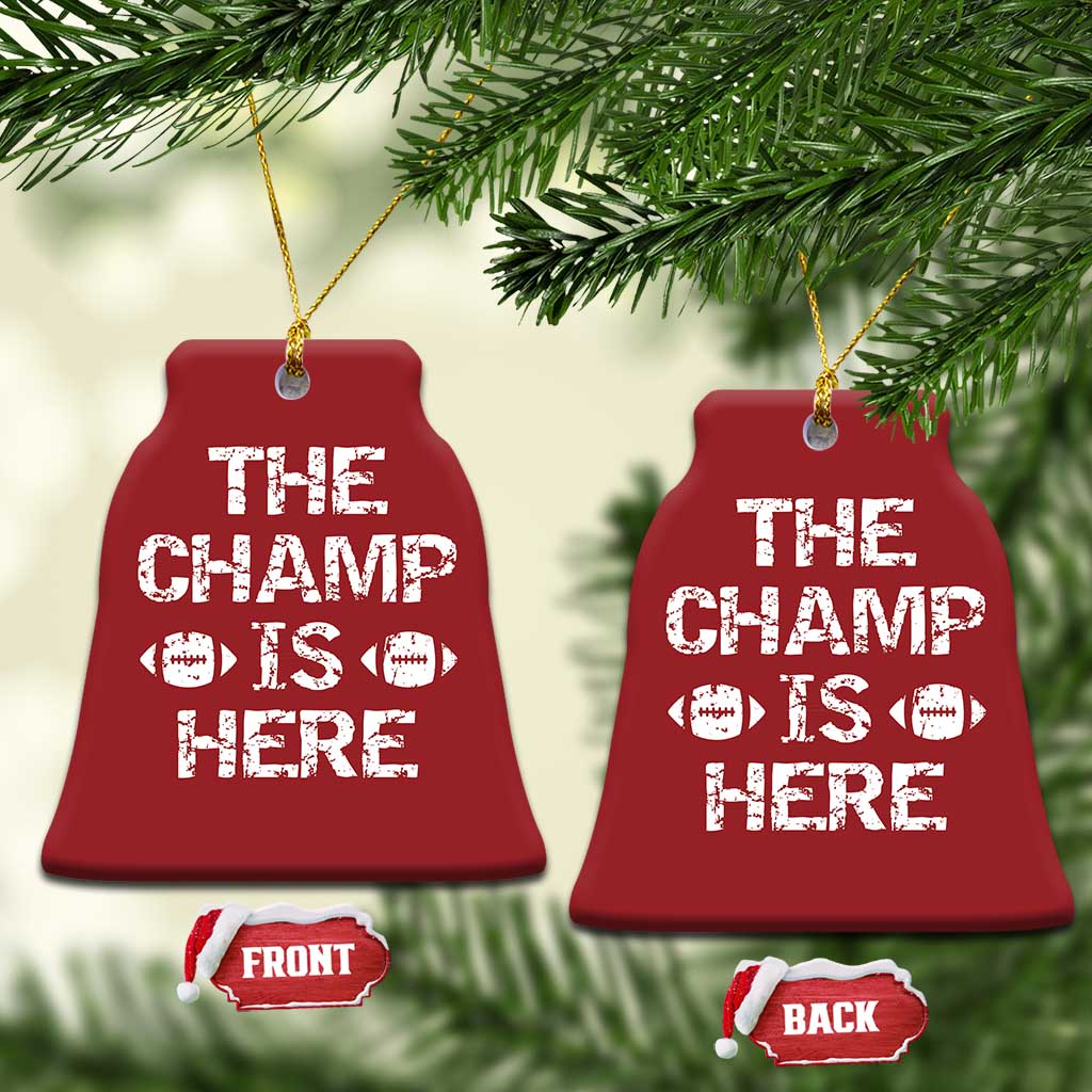 Funny Fantasy Football Champion Christmas Ornament Champ Draft Party Commish FFL TS10 Bell Flake Red Print Your Wear