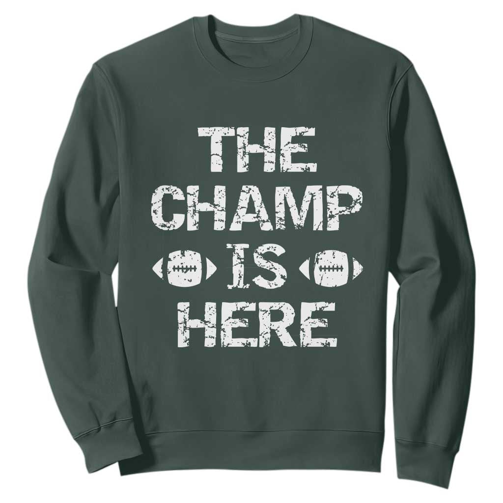 Funny Fantasy Football Champion Sweatshirt Champ Draft Party Commish FFL TS10 Dark Forest Green Print Your Wear