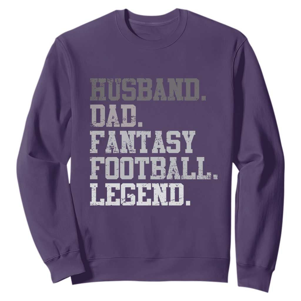 Husband Dad Fantasy Football Legend Sweatshirt Retro Fathers Day TS10 Purple Print Your Wear