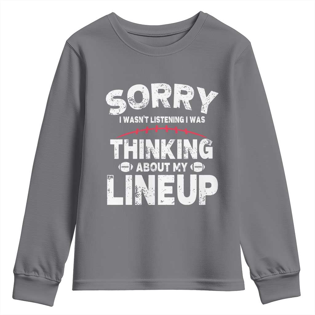 Funny Fantasy Football Player Youth Sweatshirt Commissioner Draft Party TS10 Charcoal Print Your Wear