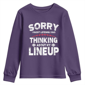 Funny Fantasy Football Player Youth Sweatshirt Commissioner Draft Party TS10 Purple Print Your Wear