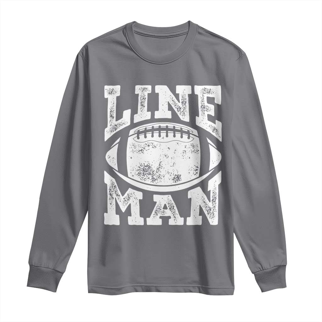 Football Linemen Long Sleeve Shirt Vintage Offensive Lineman TS10 Charcoal Print Your Wear