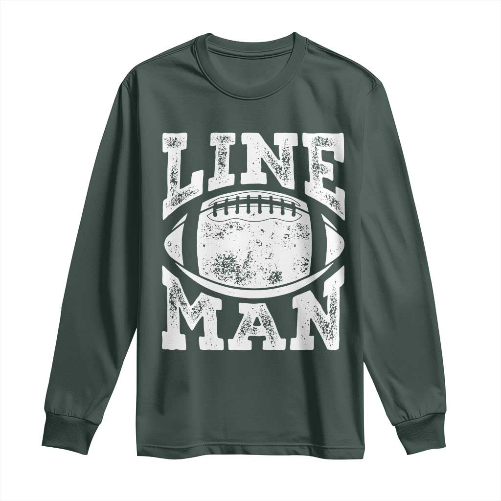 Football Linemen Long Sleeve Shirt Vintage Offensive Lineman TS10 Dark Forest Green Print Your Wear