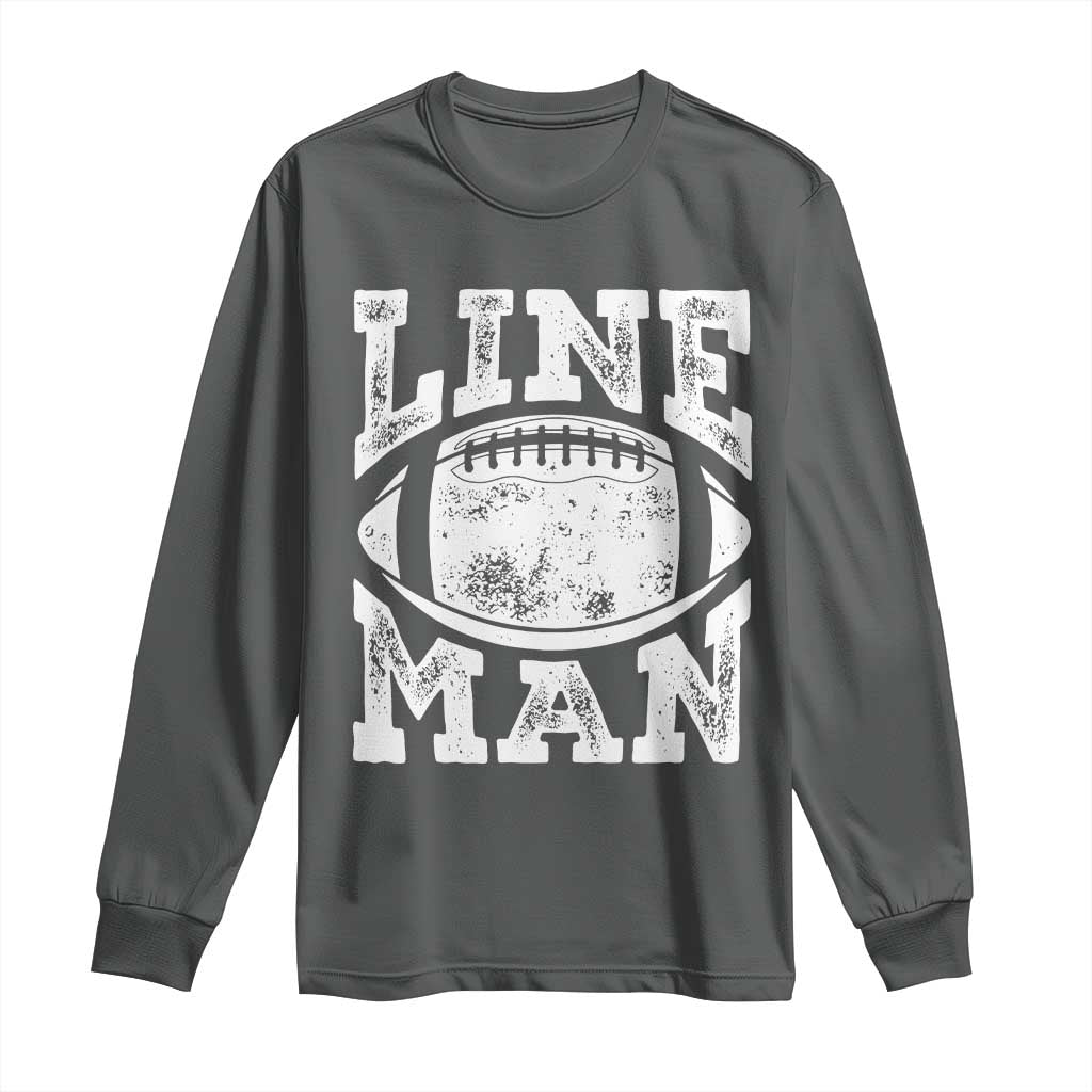 Football Linemen Long Sleeve Shirt Vintage Offensive Lineman TS10 Dark Heather Print Your Wear