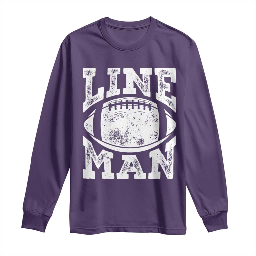 Football Linemen Long Sleeve Shirt Vintage Offensive Lineman TS10 Purple Print Your Wear