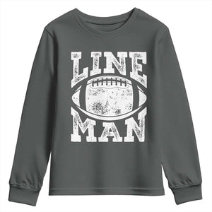 Football Linemen Youth Sweatshirt Vintage Offensive Lineman TS10 Dark Heather Print Your Wear