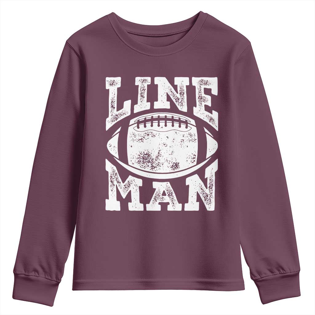 Football Linemen Youth Sweatshirt Vintage Offensive Lineman TS10 Maroon Print Your Wear