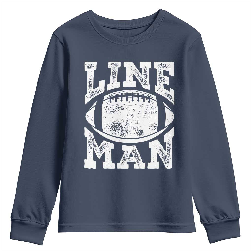 Football Linemen Youth Sweatshirt Vintage Offensive Lineman TS10 Navy Print Your Wear