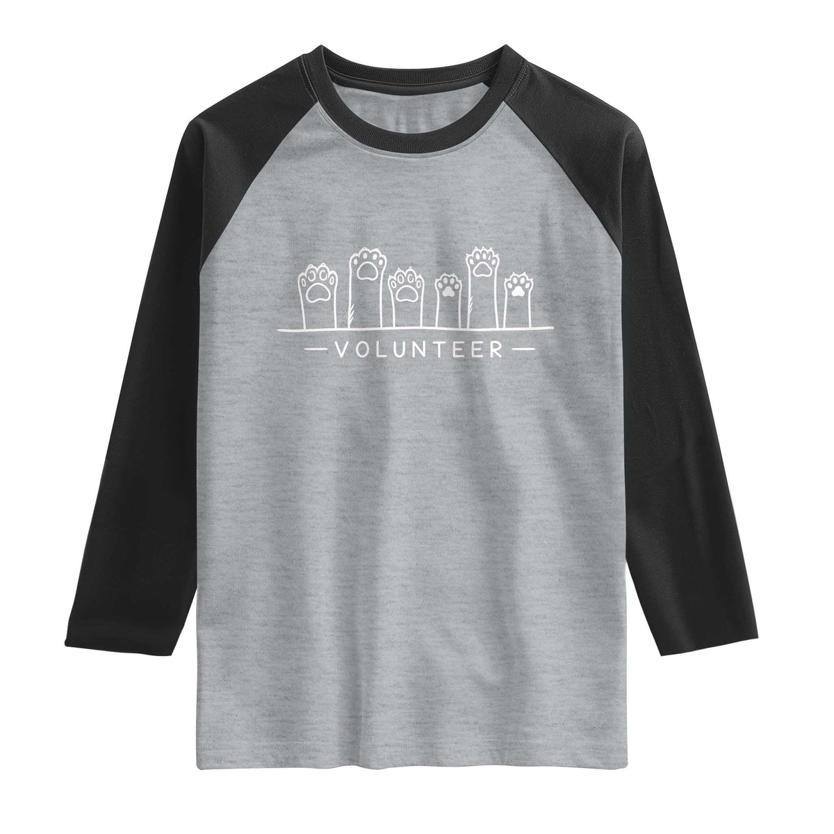 Animal Shelter Volunteer Raglan Shirt Cat Dog Rescue Supporter TS10 Heather Gray Black Print Your Wear