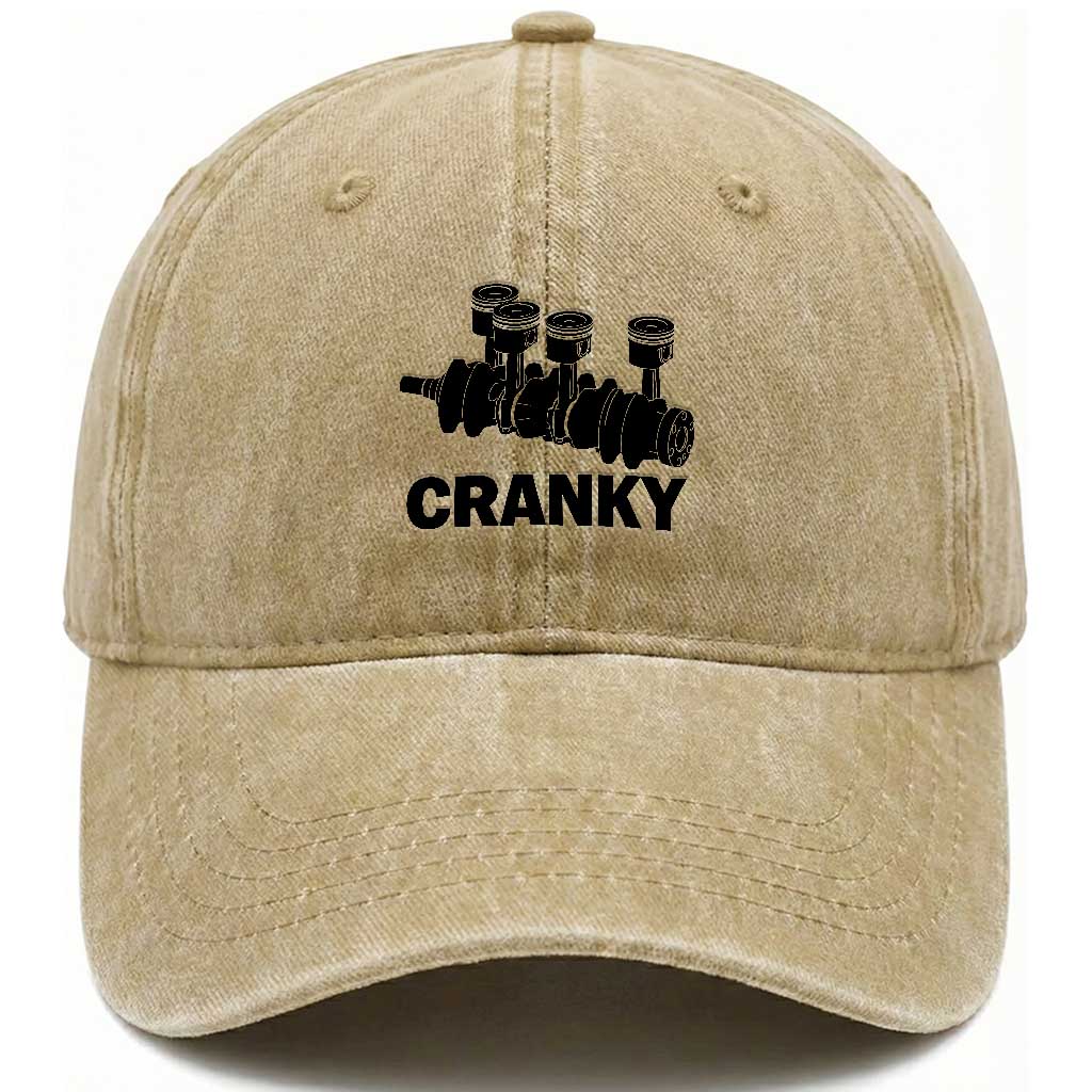 Cranky Car Engine Crankshaft Cars Lover Washed Cotton Baseball Cap Mechanics Father Day TS10 Print Your Wear