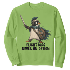 Flight Was Never An Option Funny Penguin Sweatshirt Sarcastic Dark Humor Animal TS10 Lime Print Your Wear