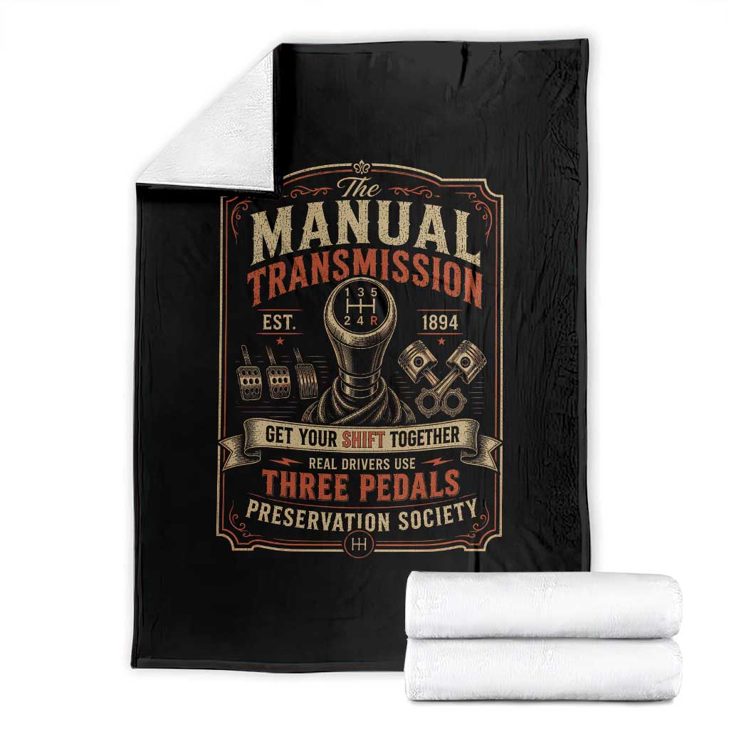 Car Guy Throw Blanket The Manual Transmission Preservation Society TS10 Black Print Your Wear