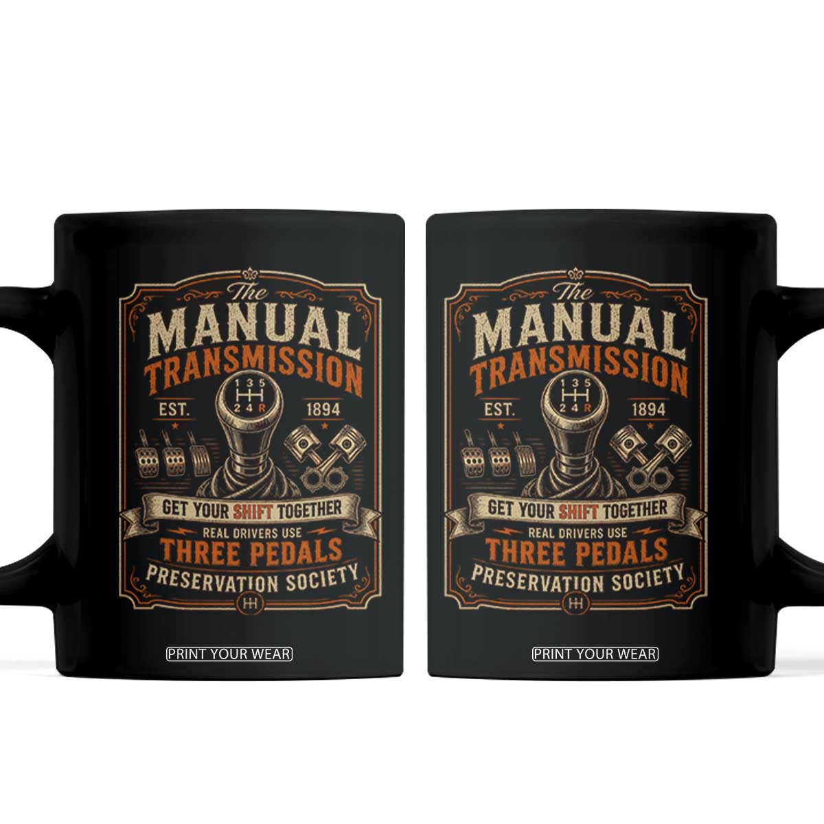 Car Guy Coffee Mug The Manual Transmission Preservation Society TS10 Black Print Your Wear