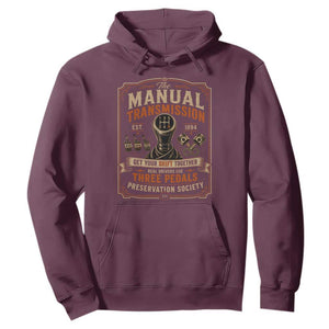 Car Guy Hoodie The Manual Transmission Preservation Society TS10 Maroon Print Your Wear