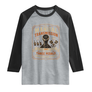 Car Guy Raglan Shirt The Manual Transmission Preservation Society TS10 Heather Gray Black Print Your Wear