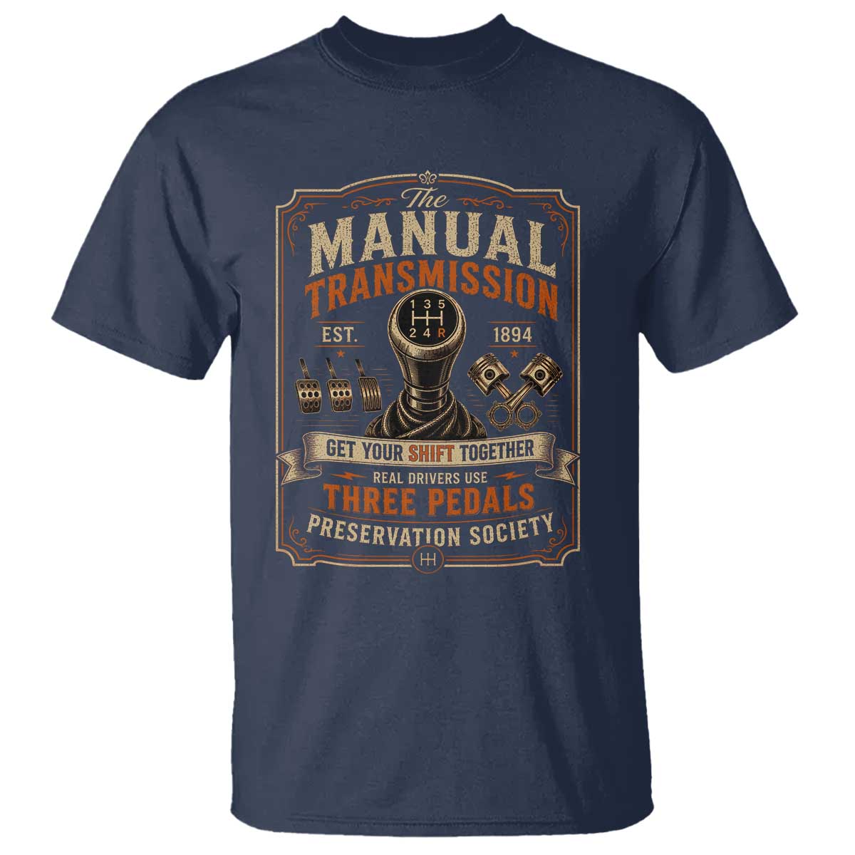 Car Guy T Shirt The Manual Transmission Preservation Society TS10 Navy Print Your Wear