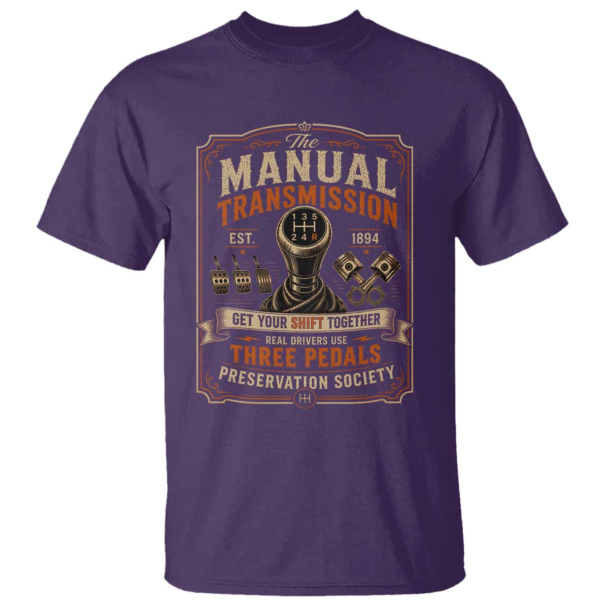 Car Guy T Shirt The Manual Transmission Preservation Society TS10 Purple Print Your Wear