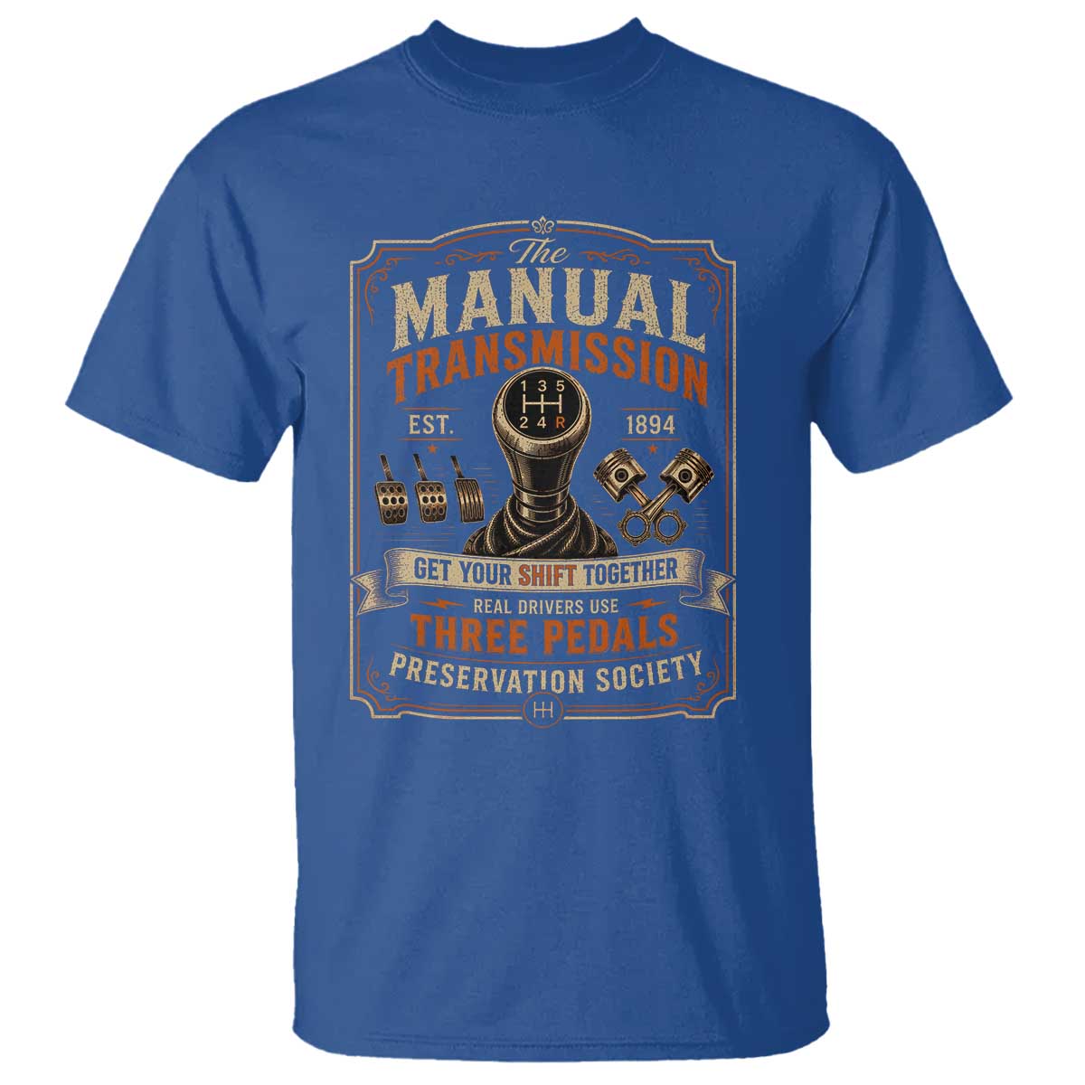 Car Guy T Shirt The Manual Transmission Preservation Society TS10 Royal Blue Print Your Wear